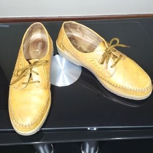 Easy Time Slip On Mustard Ton Leather Women's Flat  Shoes Size 9.5 D  No.92877